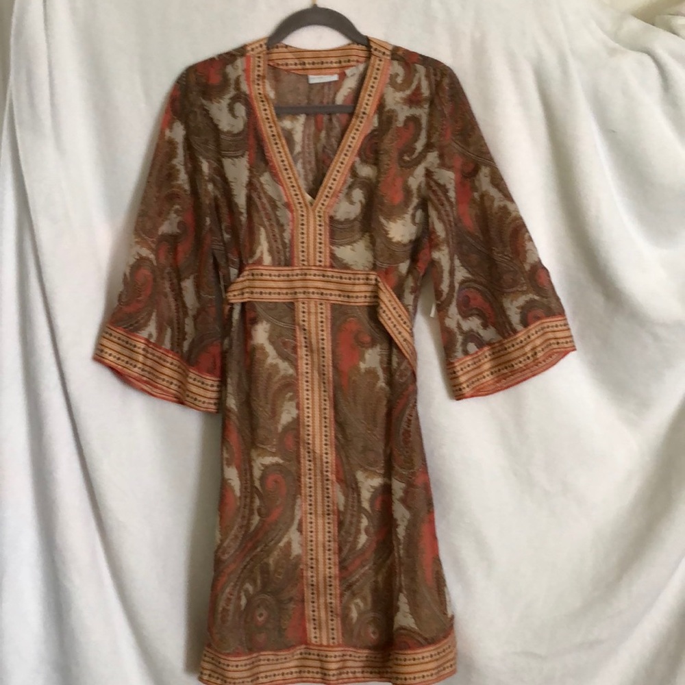 Paisley A-line dress with V neck